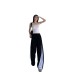 Black Casual Pants Women High Waist Color Block Splicing Loose Slim Quick Dry Wide Leg Trousers