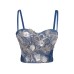 Elastic Denim Boned Bra with Sequin Embroidery Strap Camisole