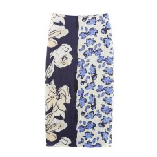 Splicing print slim fit versatile half skirt long skirt for women Splicing print slim fit versatile half skirt long skirt for women