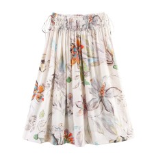 Temperament lace up design printed silk skirt for women Temperament lace up design printed silk skirt for women