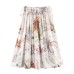 Temperament lace up design printed silk skirt for women