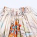 Temperament lace up design printed silk skirt for women