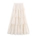 Elastic waist layered decorative split cake skirt for women