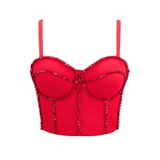 Beaded Sequined Waist-Cinching Strapless Pure Desire Slimming Spicy Girl