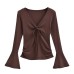 V-neck flared sleeve top for women