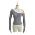 Splicing off shoulder one shoulder long sleeved top Splicing off shoulder one shoulder long sleeved top