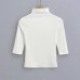 Half high collar mid sleeve top for women