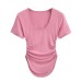 U-neck pleated slim fit top