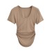 U-neck pleated slim fit top