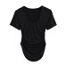 U-neck pleated slim fit top