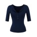 Deep V-neck breasted five quarter sleeve top Deep V-neck breasted five quarter sleeve top