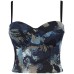 Fitted Strapless Backless Tie-Up Denim Print Camisole