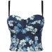 Fitted Strapless Backless Tie-Up Denim Print Camisole