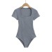 Square neck shoulder short sleeved T-shirt