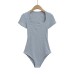 Square neck shoulder short sleeved T-shirt