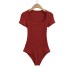 Square neck shoulder short sleeved T-shirt