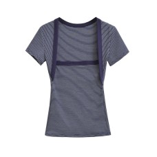Square neck slim fit shoulder pad short sleeved T-shirt for women Square neck slim fit shoulder pad short sleeved T-shirt for women