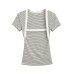 Square neck slim fit shoulder pad short sleeved T-shirt for women