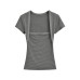 Square neck slim fit shoulder pad short sleeved T-shirt for women