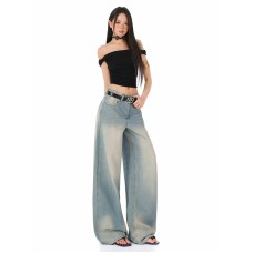Tencel Wide-Leg Jeans Women Retro Vintage Popular Loose Straight Floor-Length Denim Pants Tencel Wide-Leg Jeans Women Retro Vintage Popular Loose Straight Floor-Length Denim Pants