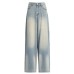 Tencel Wide-Leg Jeans Women Retro Vintage Popular Loose Straight Floor-Length Denim Pants