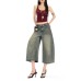 Retro Deconstructed Knife-Edge Denim Shorts Street Distressed Washed Casual Wide-Leg Three-Quarter Pants