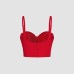 Elastic Red Bone Chest Support Sequin Embroidered Strap Camisole