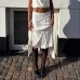 Vacation Style Elegant Irregular Hem Midi Skirt  White Simple Side Tie Spicy Girl