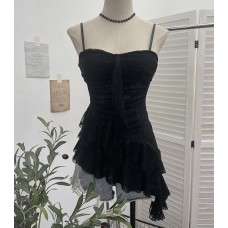 Irregular ruffled lace sleeveless top Irregular ruffled lace sleeveless top
