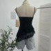 Irregular ruffled lace sleeveless top