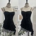 Irregular ruffled lace sleeveless top