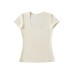 Solid color shoulder deep U-neck short sleeved t-shirt for women
