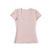 Solid color shoulder deep U-neck short sleeved t-shirt for women