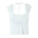 Lace Micro Transparent Neck Strap Bubble Sleeve T-shirt