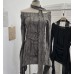 One shoulder hanging neck ribbon long sleeved irregular slit skirt