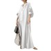 Solid Color Cotton Linen Loose Lantern Sleeve Flared Dress