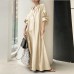 Solid Color Cotton Linen Loose Lantern Sleeve Flared Dress