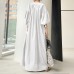 Solid Color Cotton Linen Loose Lantern Sleeve Flared Dress