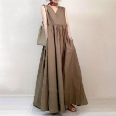 oose Sleeveless Dress Korean Women's Slimming Midi Length Dress