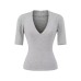 V-neck mid sleeve slim fit T-shirt