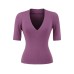 V-neck mid sleeve slim fit T-shirt