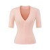 V-neck mid sleeve slim fit T-shirt