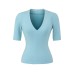 V-neck mid sleeve slim fit T-shirt