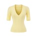 V-neck mid sleeve slim fit T-shirt