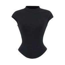 Half high collar flying sleeve short sleeved shirt