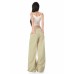 Retro Lace Splicing Casual Pants Women High Waist Loose Slim Straight Leg Wide Leg Long Pants