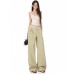 Retro Lace Splicing Casual Pants Women High Waist Loose Slim Straight Leg Wide Leg Long Pants