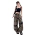 Retro Camouflage Denim Pants for Women, Loose and Slim Straight Leg Wide Leg Trousers