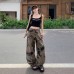 Retro Camouflage Denim Pants for Women, Loose and Slim Straight Leg Wide Leg Trousers