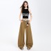 Vintage Khaki Wide-Leg Jeans Women Loose Slimming Vertical Feel Straight Leg Floor-Length Pants